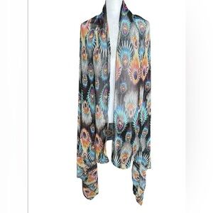 Peacock Feather Print Wrap Shawl Scarf